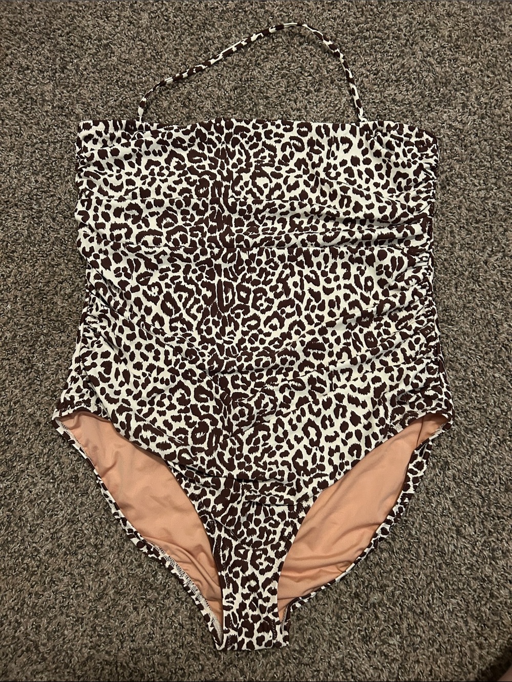 J. Crew Leopard-Print One-Piece Swimsuit in Brown and Cream